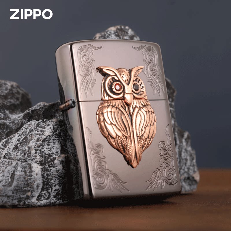 ZIPPO官方旗舰店防风煤油打火机日韩版原装在册朋克猫头鹰送礼