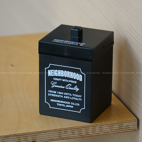 潮牌NBHD高级黑复古挂壁带盖烟灰缸创意简约防飞灰不锈钢家用客厅