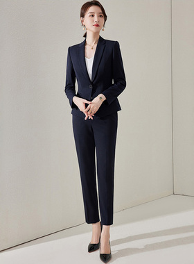 艾尚臣高端职业西装套装女气质面试商务正装前台工作服简约一粒扣