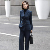 场合商务总裁外套工装 女冬双排扣销售正式 套装 加厚高级感职业西装