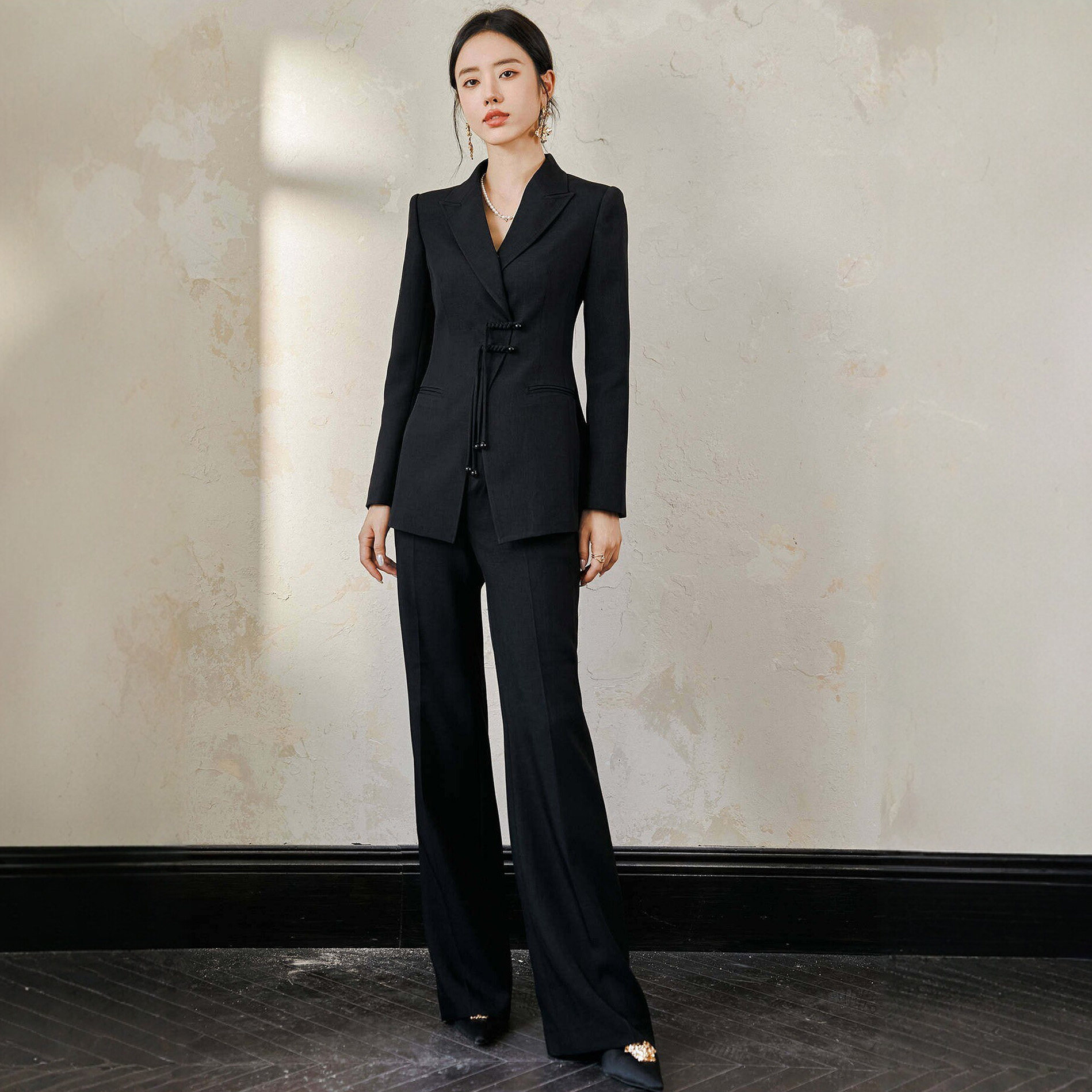 扶摇黑色国风西装套装职业装礼服