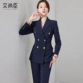 套装 修身 女职业装 工装 双排扣西服外套酒店经理工作服 正装 高端西装