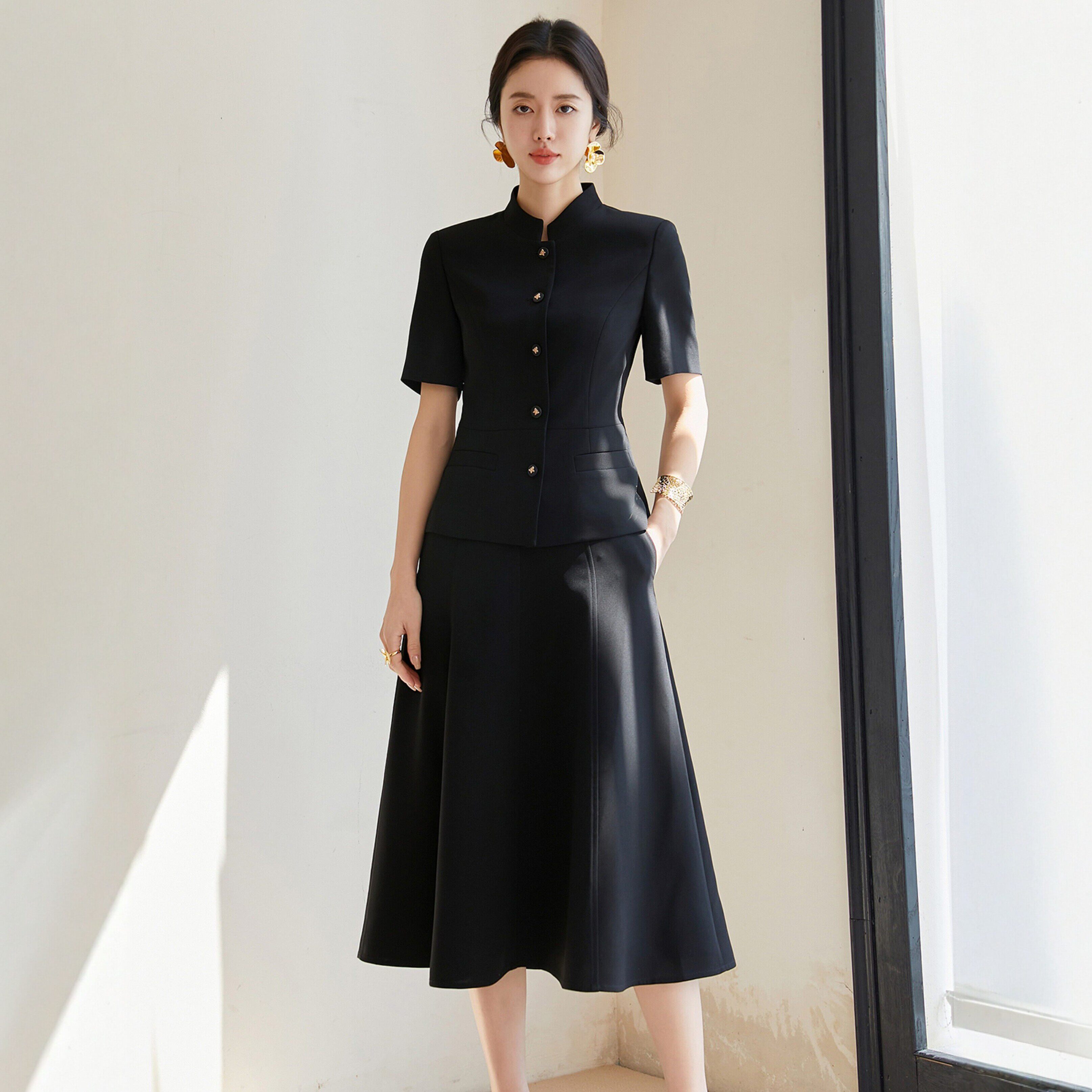 宴会礼服黑色新中式国风套装高端