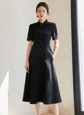 宴会礼服黑色新中式国风套装高端