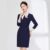 高端职业装 连衣裙秋女蝴蝶结幼师售楼部美容师教师工作服宴会礼服