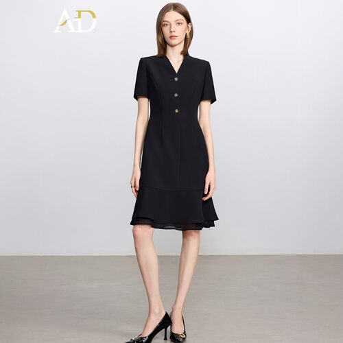 宴会礼服AD黑色轻奢职业连衣裙