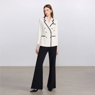 AD黑白轻奢西装外套女2025新款秋高级感气质撞色名媛范西服微喇裤