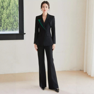 黑色新中式国风西装套装女高端设计感西服上衣主持人正装宴会礼服