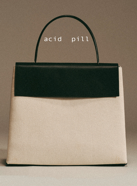 爱喜acid pill｜手拎电脑通勤包双肩包三用包黑白帆布包头层牛皮