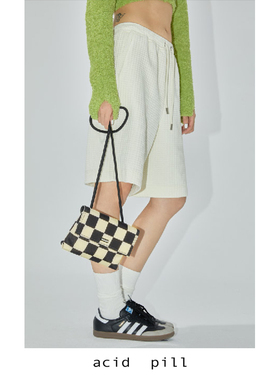 爱喜acid pill｜黑白棋盘格小方包迷你斜挎包