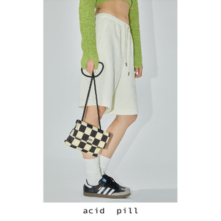 爱喜acid pill｜黑白棋盘格小方包迷你斜挎包