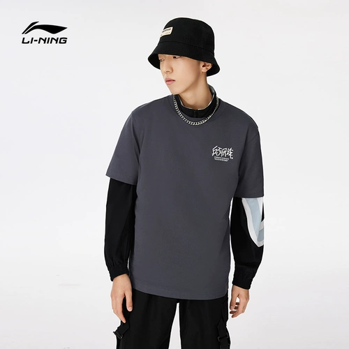 Li Ning, летняя футболка с коротким рукавом, спортивный костюм, круглый воротник