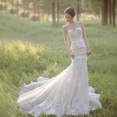 法式蕾丝超仙鱼尾婚纱