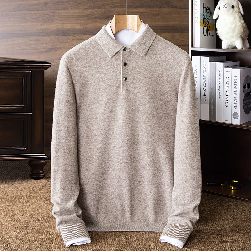 男士翻领毛衣加厚保暖打底衫