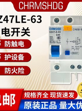 漏电保护开关2P63A空气开关带漏电保护家用220V40A32漏电开关漏保