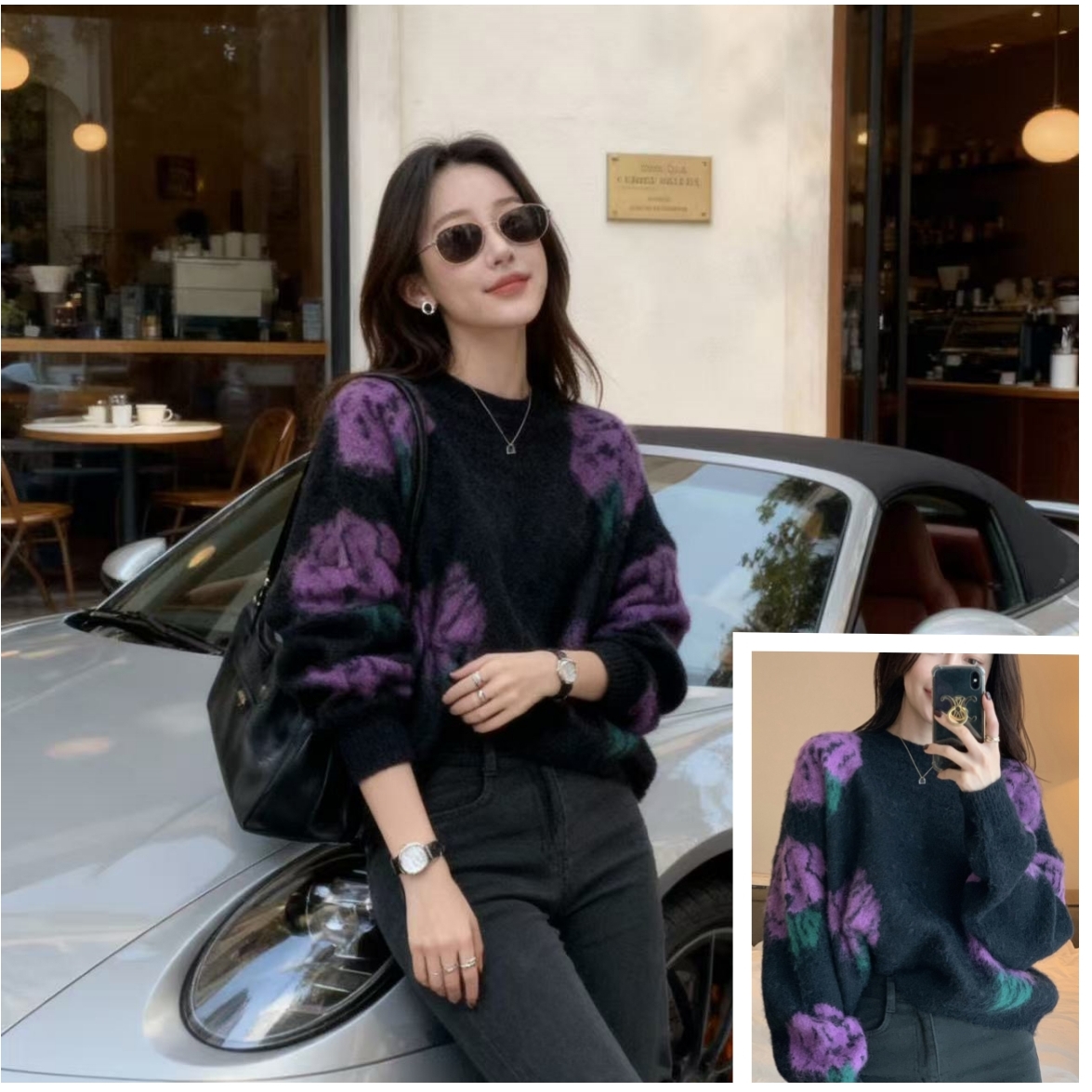 2025秋冬新款韩版糯叽叽宽松慵懒风圆领套头毛衣女百搭针织衫上衣