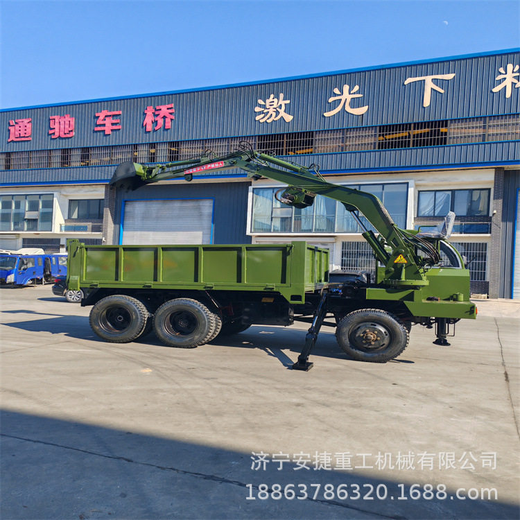 20吨后双桥四不像随车挖 建筑清场自装卸工程车 水平出腿随车挖机
