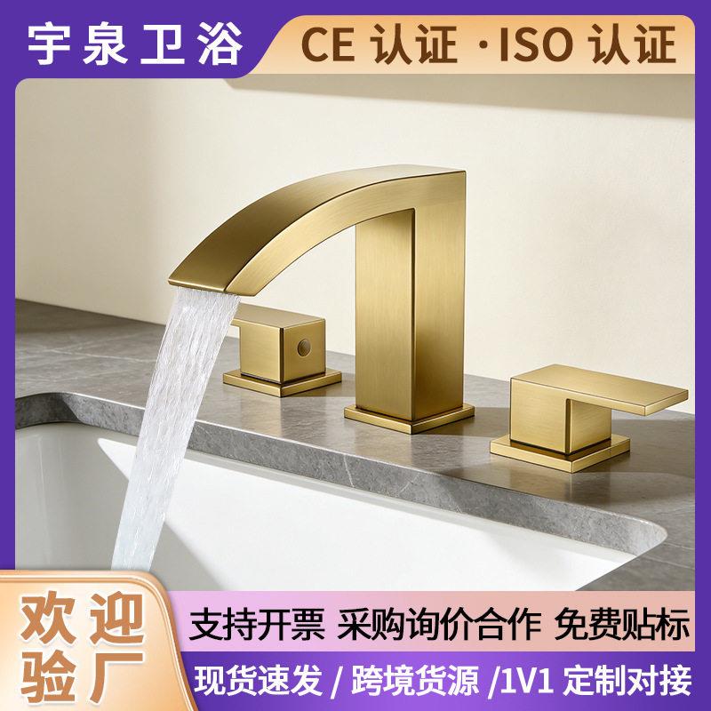 ce认证洗手盆冷热分体式水龙头三孔不锈钢酒店工程卫浴室水龙头