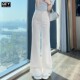 不贴腿显瘦喇叭裤 白色微喇牛仔裤 高腰修身 弹力休闲修身 女 女春夏季