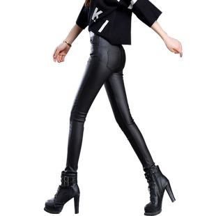 加长版pu皮裤女加绒新款秋冬高腰韩版显瘦紧身哑光打底裤小脚裤子