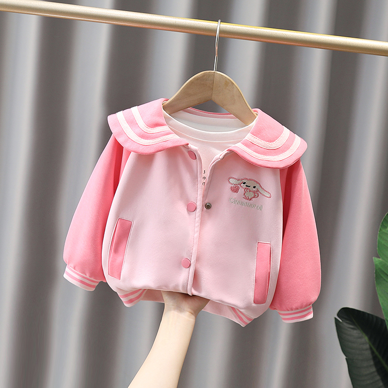 女童春款外套2025新款儿童宝宝春季洋气棒球服女孩卡通春秋衣服潮