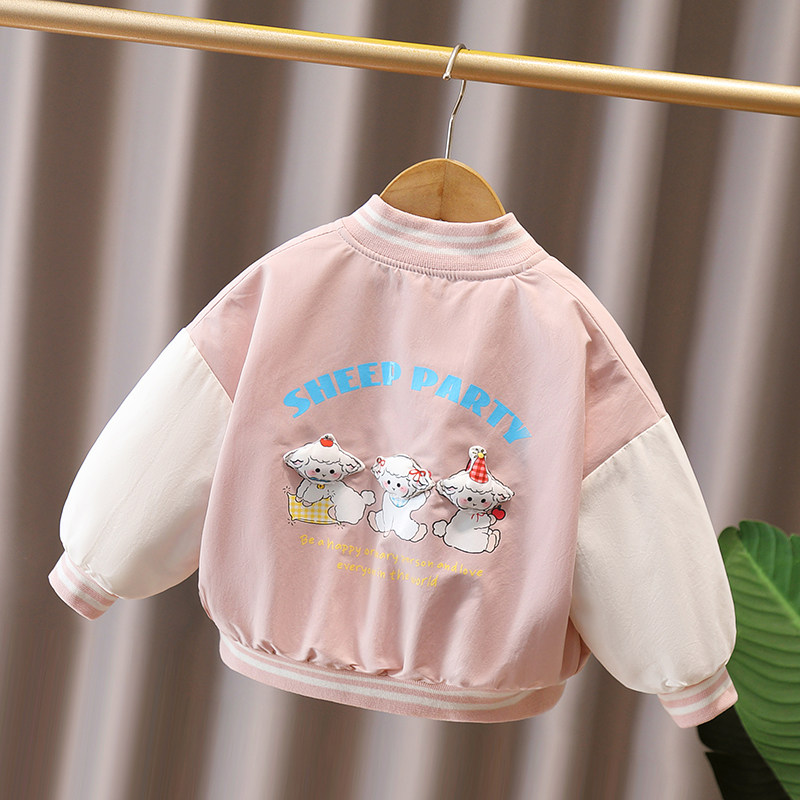 女童秋冬小羊夹棉棒球服外套图片
