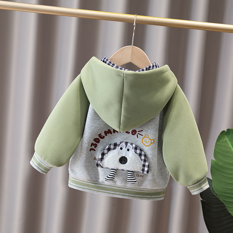 男童连帽外套2025新款小童洋气上衣男孩韩版夹克宝宝春秋款衣服潮