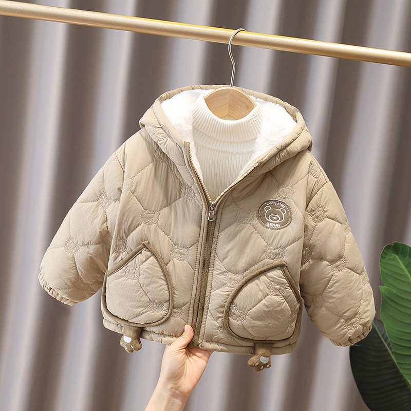 男童棉衣加绒加厚2025新款男宝保暖洋气夹棉棉服冬装二棉上衣外套