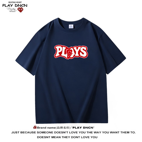 PLAYDNCN潮牌短袖T恤男女同款夏季高街重磅纯棉重工印花圆领上衣