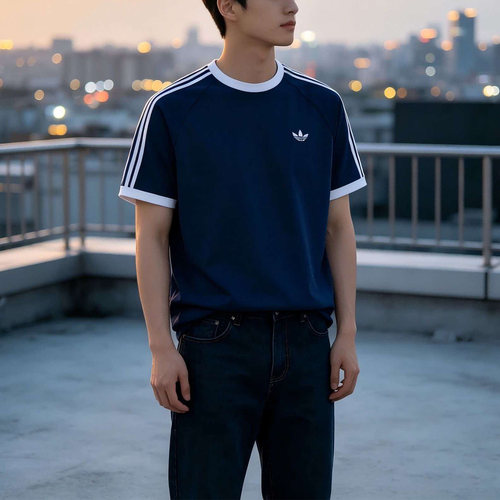 Adidas/阿迪达斯三叶草男子舒适透气针织休闲运动短袖T恤KT7762