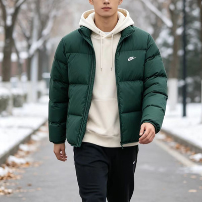 NIKE耐克男子立领舒适防风保暖休闲夹克羽绒服短款外套FZ5029-480