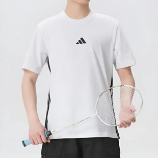 adidas 阿迪达斯男侧条纹运动舒适吸湿排汗休闲短袖T恤JE6388百亿