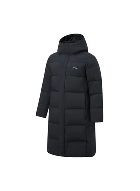 李宁2023AW男款防风防泼水加厚保暖长款连帽鸭绒羽绒服AYMT107-1