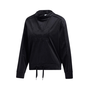 adidas阿迪达斯三叶草女子休闲套头衫 圆领卫衣GV2922 黑色长袖