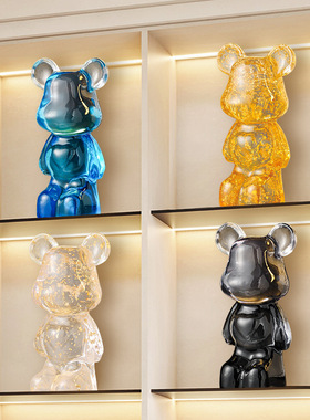 透明暴力熊摆件客厅酒柜电视机柜玄关餐边柜轻奢高级感家居装饰品