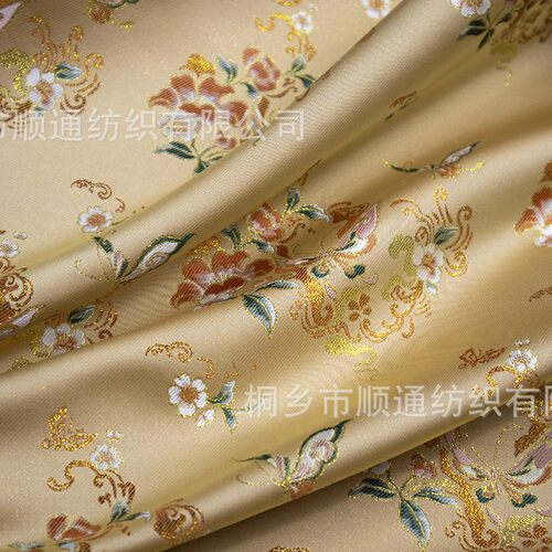 【金蝶缠花】仿宋锦提花国风马甲织金服装布料新中式汉服布料