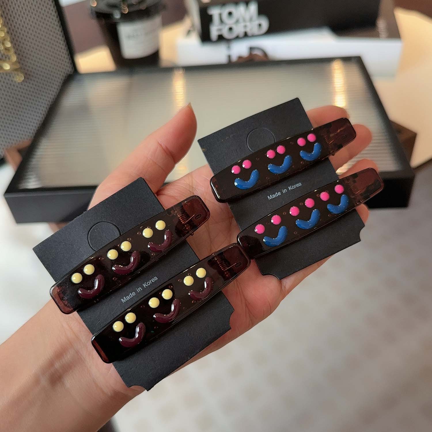 网红人气新款笑脸发夹可爱手绘