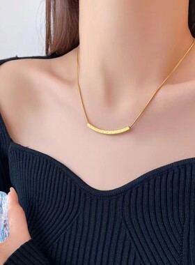 精致简约百搭极简风金色圆管项链