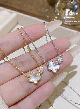 2025新款蝴蝶贝母吊坠锁骨链