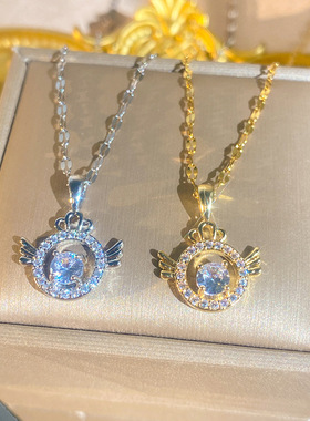 轻奢小众天使翅膀锆石锁骨链女