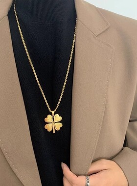 秋冬款气质四叶草项百搭毛衣链