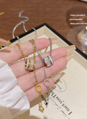 2025新款轻奢镶钻钛钢锁骨链女