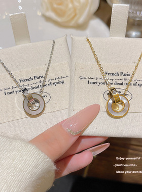 法式小众轻奢钛钢圆环锁骨链女