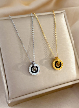 2025新款钛钢双环女锁骨链