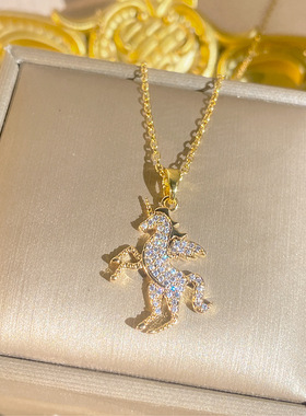 原创独角兽钛钢爆闪锁骨链女款