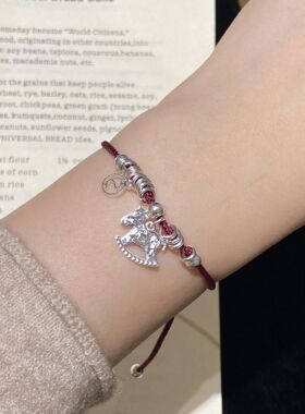 碎冰冰木马盘缠S925纯银手链