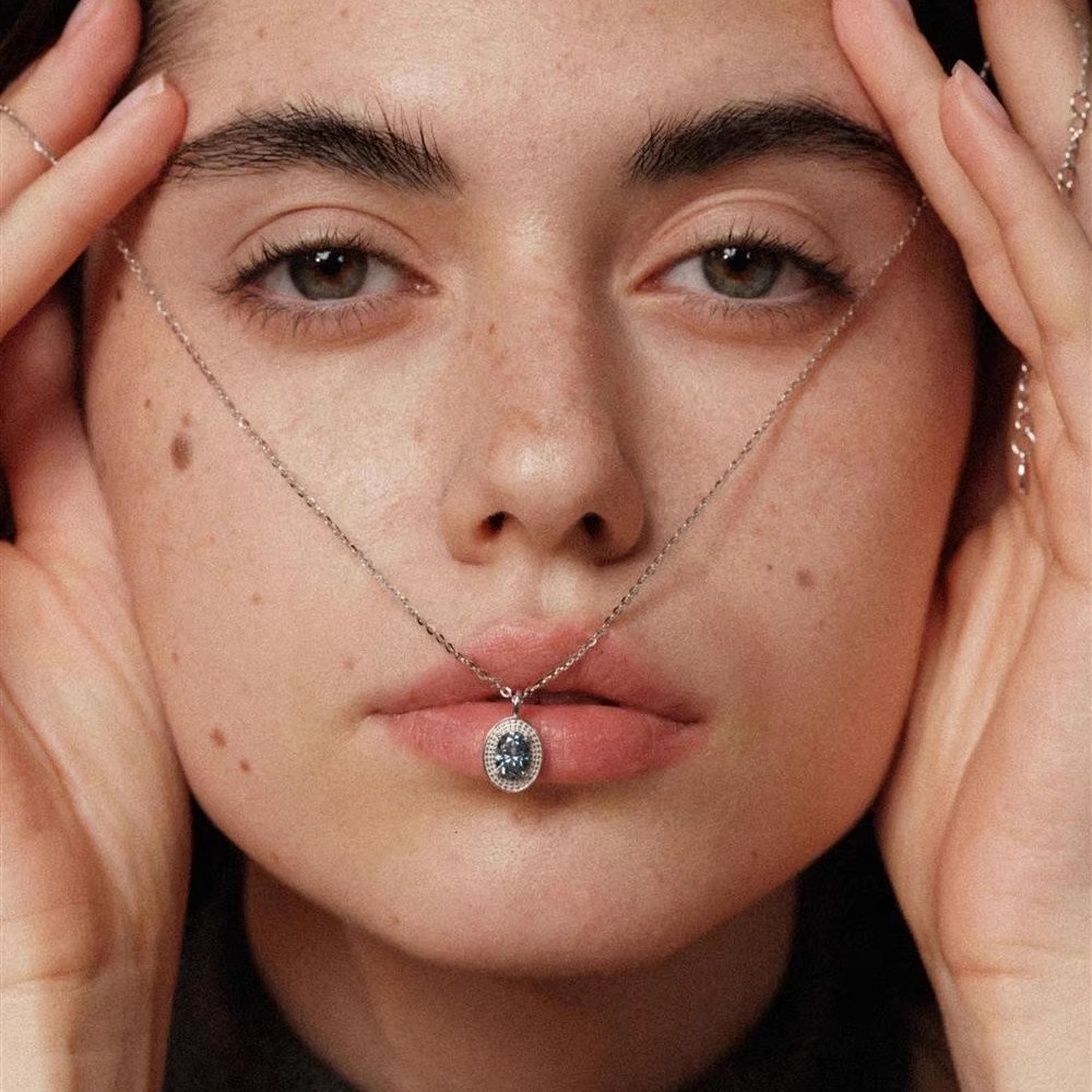 《达西》高级感普鲁士蓝调锆项链