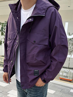 连帽夹克外套 男款 大依无忧秋新款 户外落肩微阔潮胖子加肥加大码