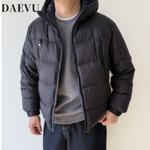 大依无忧大码男装冬季90绒胖人加肥加大男士短款连帽羽绒服外套