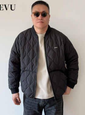 【菱格羽绒服】大依无忧大码男装冬新款黑色加肥加大棒球领羽绒服